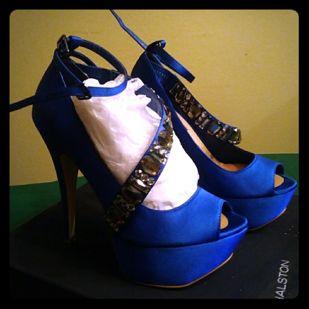 Blue Satin Heels